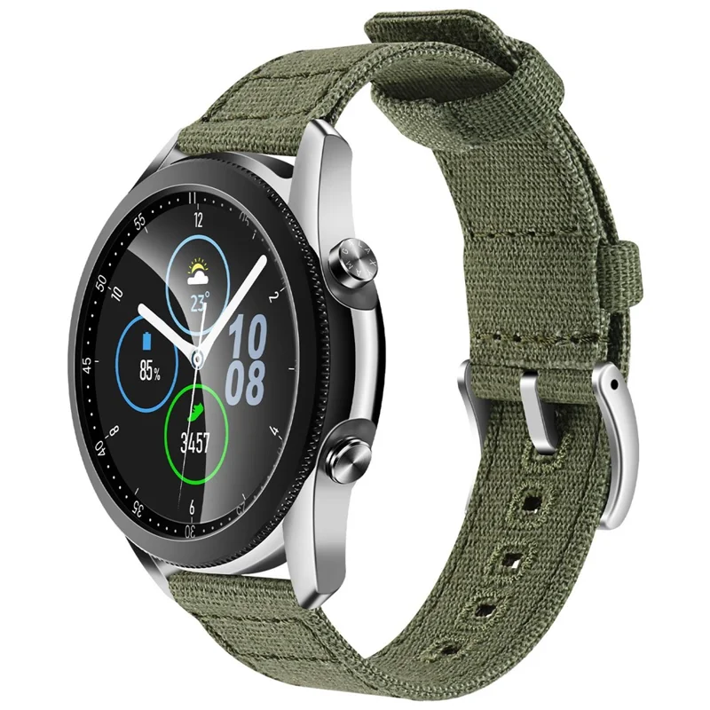 Correia de Relógio de 20 mm para Samsung Galaxy Watch7 44 mm / 40 mm, com Fivela de Encaixe em Lona - Verde Exército