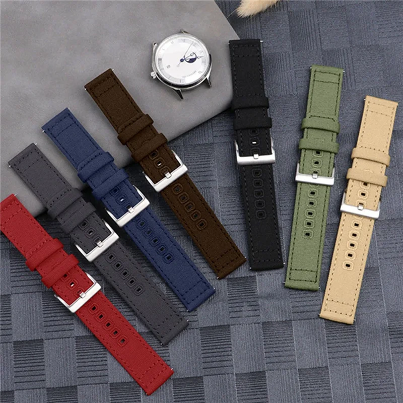 Correia de Relógio de 20 mm para Samsung Galaxy Watch7 44 mm / 40 mm, com Fivela de Encaixe em Lona - Verde Exército