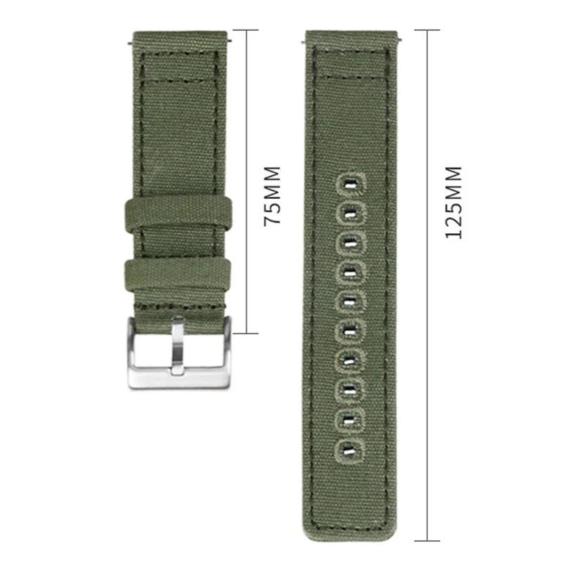 Correia de Relógio de 20 mm para Samsung Galaxy Watch7 44 mm / 40 mm, com Fivela de Encaixe em Lona - Verde Exército