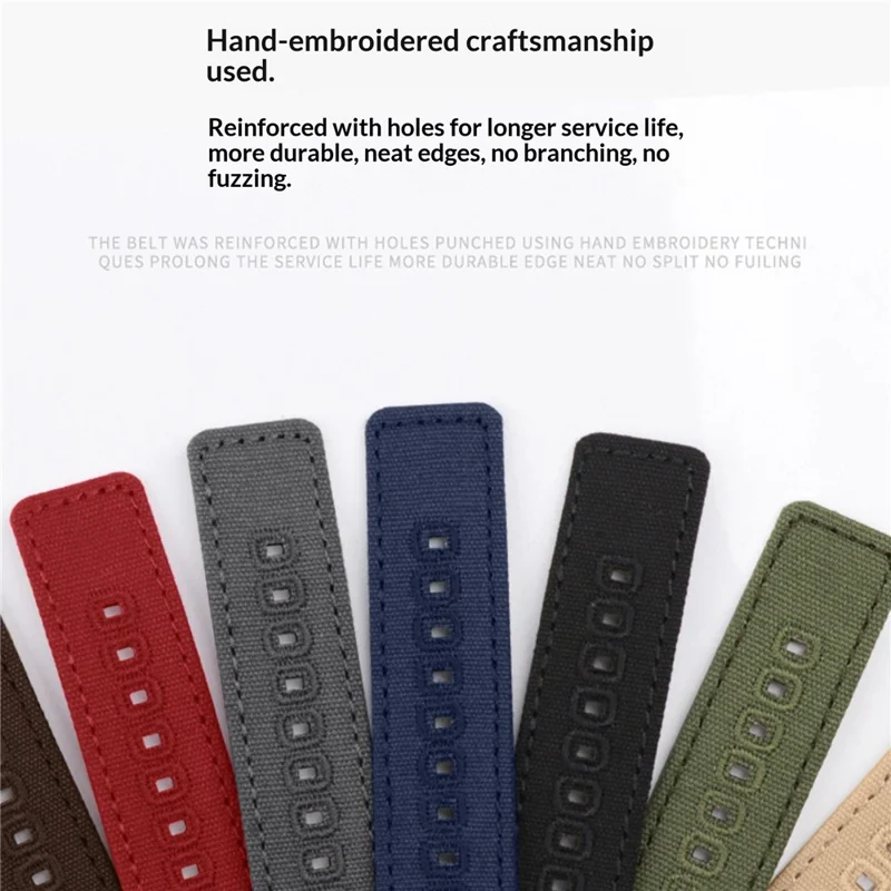 Bracelet de montre 22 mm pour Samsung Galaxy Watch3 45 mm, bracelet en toile avec boucle à ardillon - vert armée