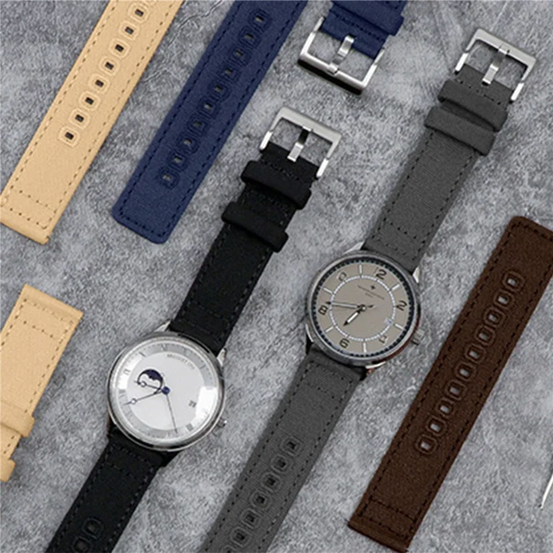 Bracelet de montre 22 mm pour Samsung Galaxy Watch3 45 mm, bracelet en toile avec boucle à ardillon - vert armée