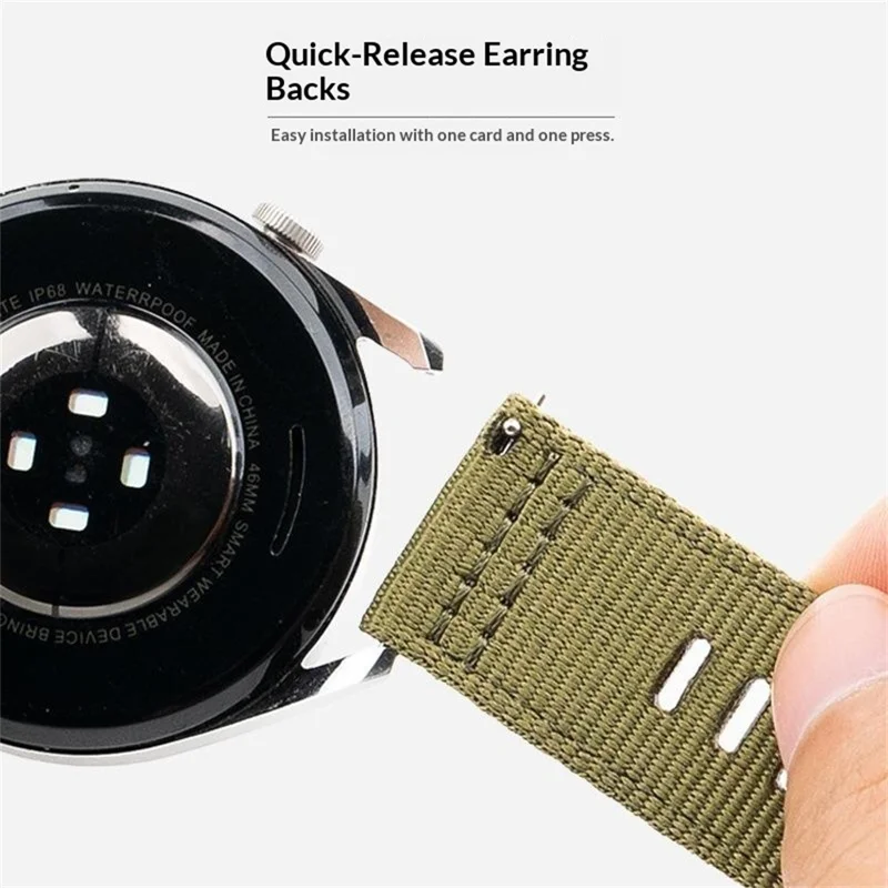 20 mm Gewebtes Nylon-Armband für Huawei Watch GT 3 Pro 43 mm, Dornschließe - Armee-Grün