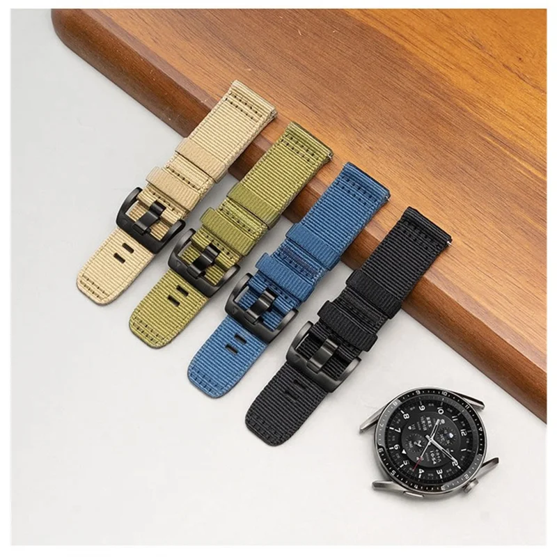 20mm Woven Nylon Watch Band For Huawei Watch GT 3 Pro 43mm Pin Buckle Strap - Blue