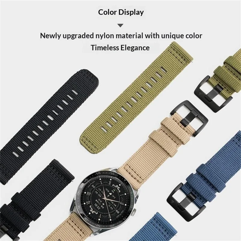 Pulseira de Nylon Trançado 22mm para Huawei Watch GT 6 46mm, Fivela de Pino - Verde Exército