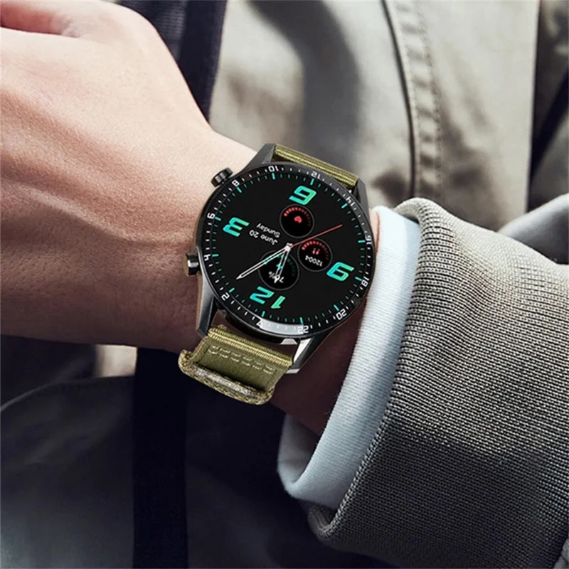 Pulseira de Nylon Trançado 22mm para Huawei Watch GT 6 46mm, Fivela de Pino - Verde Exército