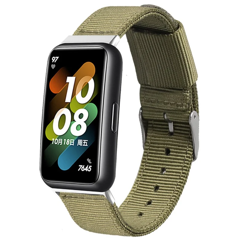 Cinturino in Nylon Intrecciato per Honor Band 10 / 9 con Fibbia a Spinotto - Verde Militare