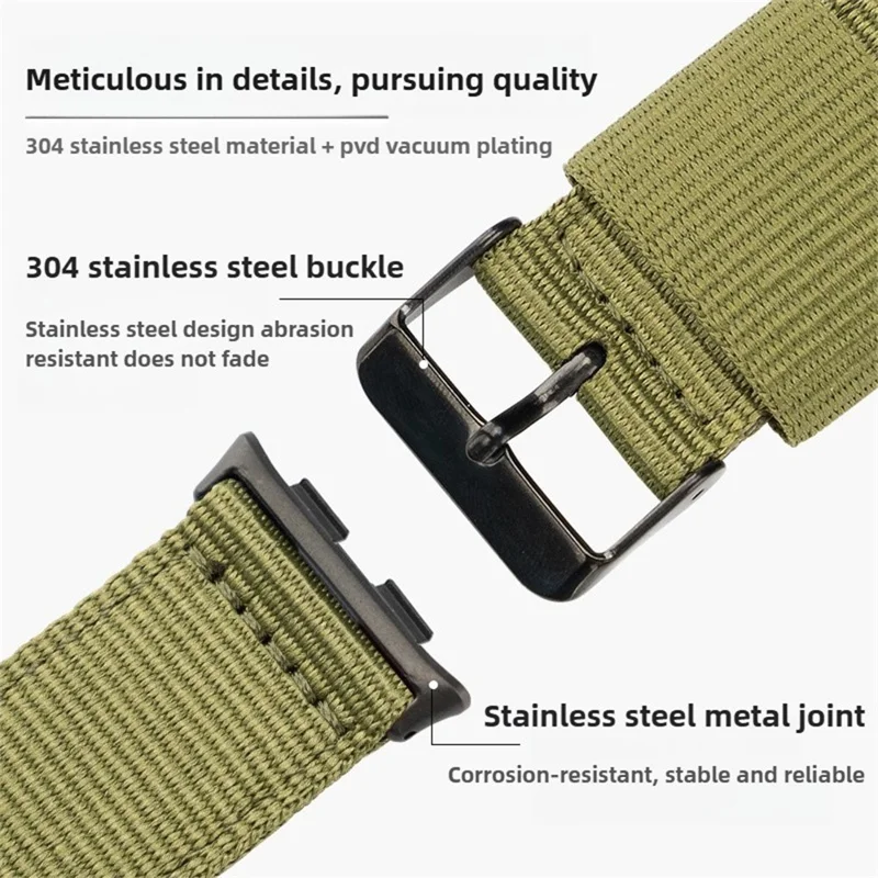 Cinturino in Nylon Intrecciato per Honor Band 10 / 9 con Fibbia a Spinotto - Verde Militare
