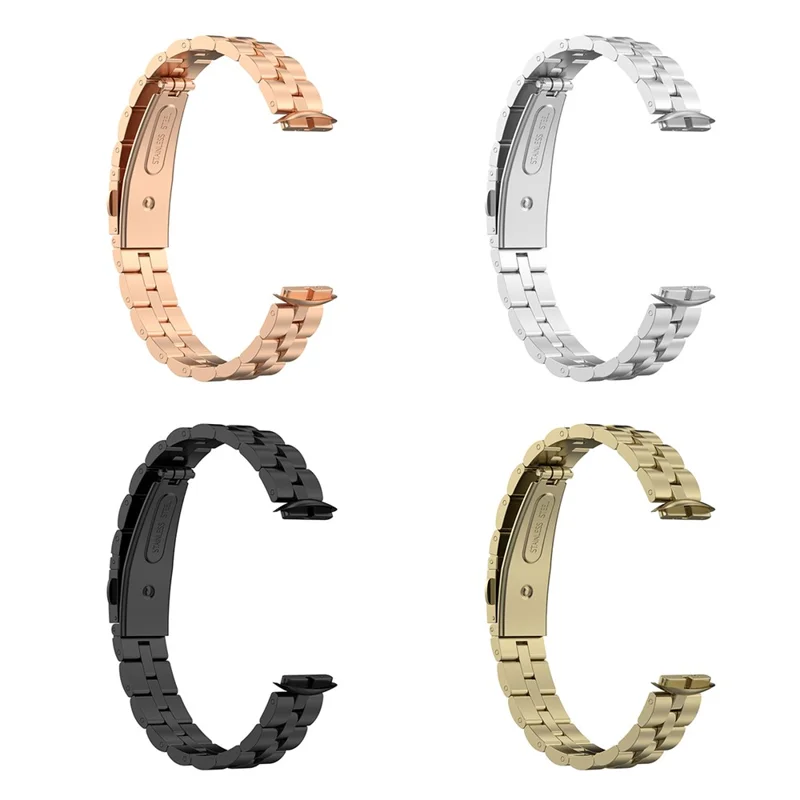 Stainless Steel Watch Band 3 Beads Accurate Cutting Process Replacement Bracelet Wristband for Fitbit Luxe / Special Edition - Black