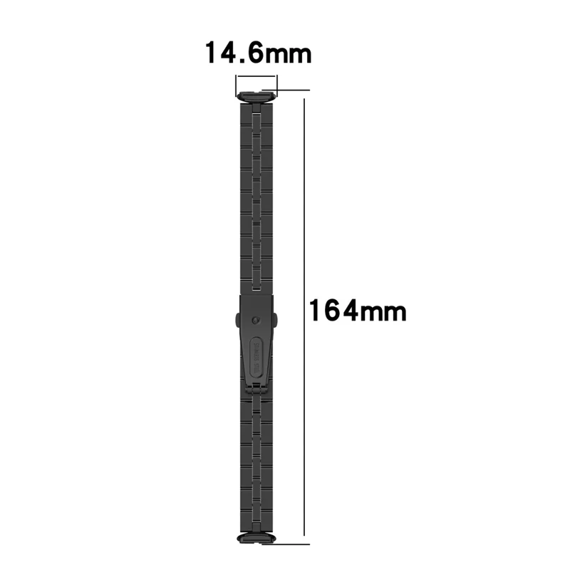 Stainless Steel Watch Band 3 Beads Accurate Cutting Process Replacement Bracelet Wristband for Fitbit Luxe / Special Edition - Black