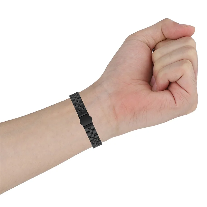 Stainless Steel Watch Band 3 Beads Accurate Cutting Process Replacement Bracelet Wristband for Fitbit Luxe / Special Edition - Black