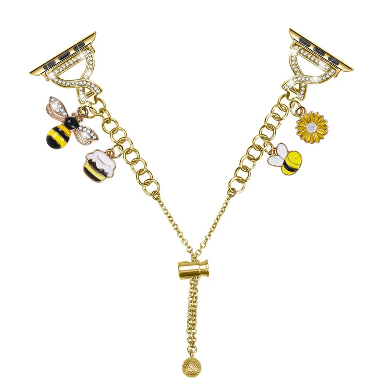 Cinturino in stile catena singola placcata per Apple Watch Series 10 9 8 7 SE 6 5 4 3 2 1 42mm 41mm 40mm 38mm, bracciale metallico con chiusura scorrevole - Oro