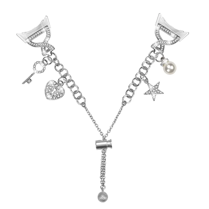 Silver Single Chain Style Watchband for Google Pixel Watch 4 41mm / Watch 3 41mm / Watch 2 / Watch Metal Sliding Bracelet Strap with Heart / Key Pendant