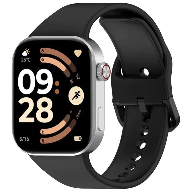 Correia de Relógio de Silicone para Xiaomi Redmi Watch 6, Correia de Substituição com Fivela de Pino, Pulseira - Preto