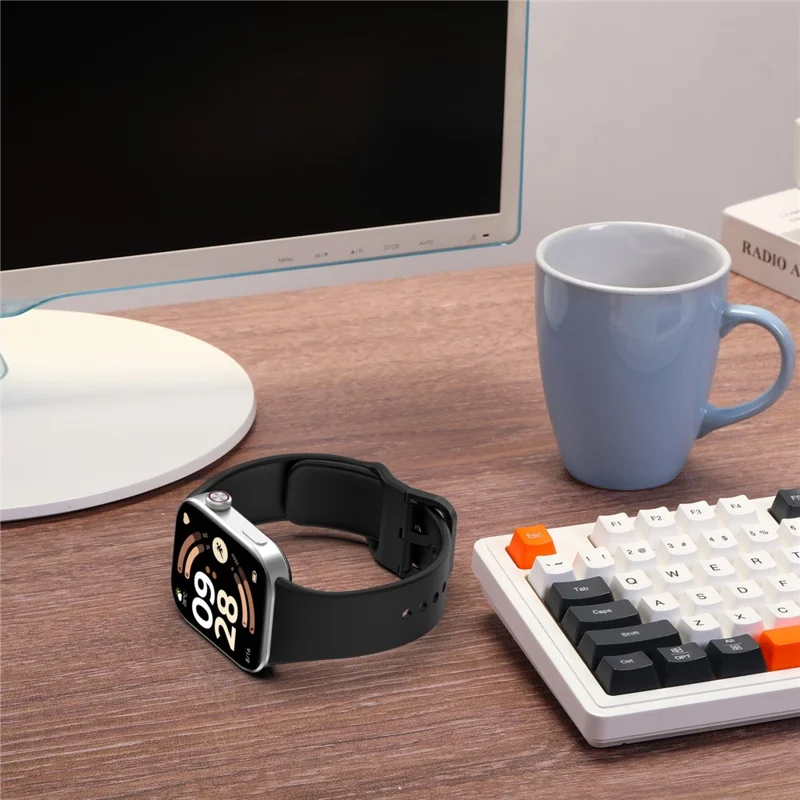 Correia de Relógio de Silicone para Xiaomi Redmi Watch 6, Correia de Substituição com Fivela de Pino, Pulseira - Preto