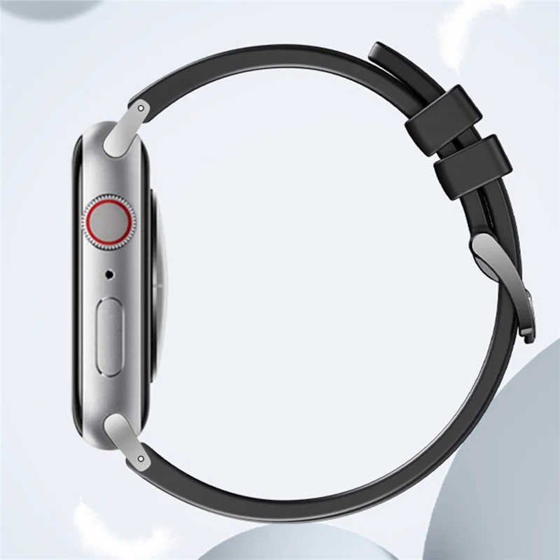 Fluorubber Strap for Apple Watch Ultra 3 2 1 49mm  /  Series 11 10 46mm  /  9 8 7 45mm  /  SE3 SE2 SE 6 5 4 44mm  /  3 2 1 42mm Quick Release Breathable Watch Band - Black