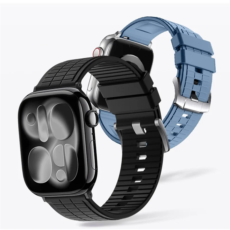 Fluorubber Strap for Apple Watch Ultra 3 2 1 49mm  /  Series 11 10 46mm  /  9 8 7 45mm  /  SE3 SE2 SE 6 5 4 44mm  /  3 2 1 42mm Quick Release Breathable Watch Band - Black