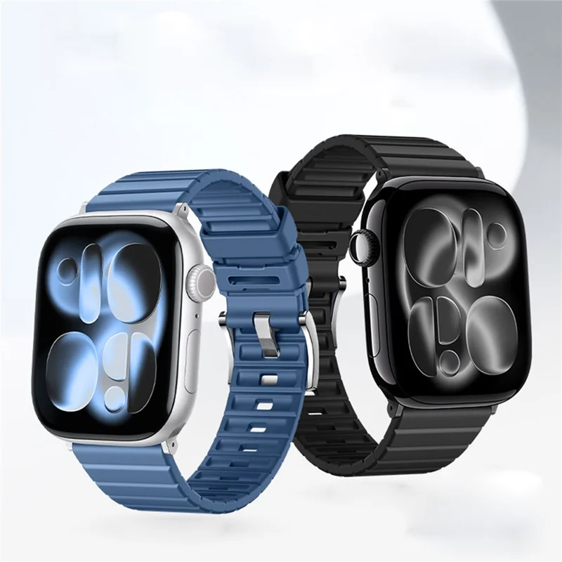 Cinturino in gomma fluorurata per Apple Watch Series 11 10 42 mm / 9 8 7 41 mm / SE3 SE2 SE 6 5 4 40 mm / 3 2 1 38 mm, sistema di rilascio rapido, nero