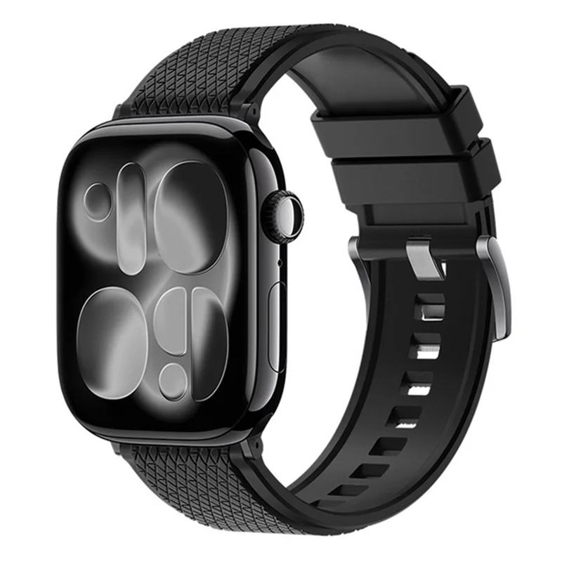 Cinturino in Fluoroelastomero con Texture Incrociata per Apple Watch Series 11 10 42mm / 9 8 7 41mm / SE3 SE2 SE 6 5 4 40mm / 3 2 1 38mm - Nero