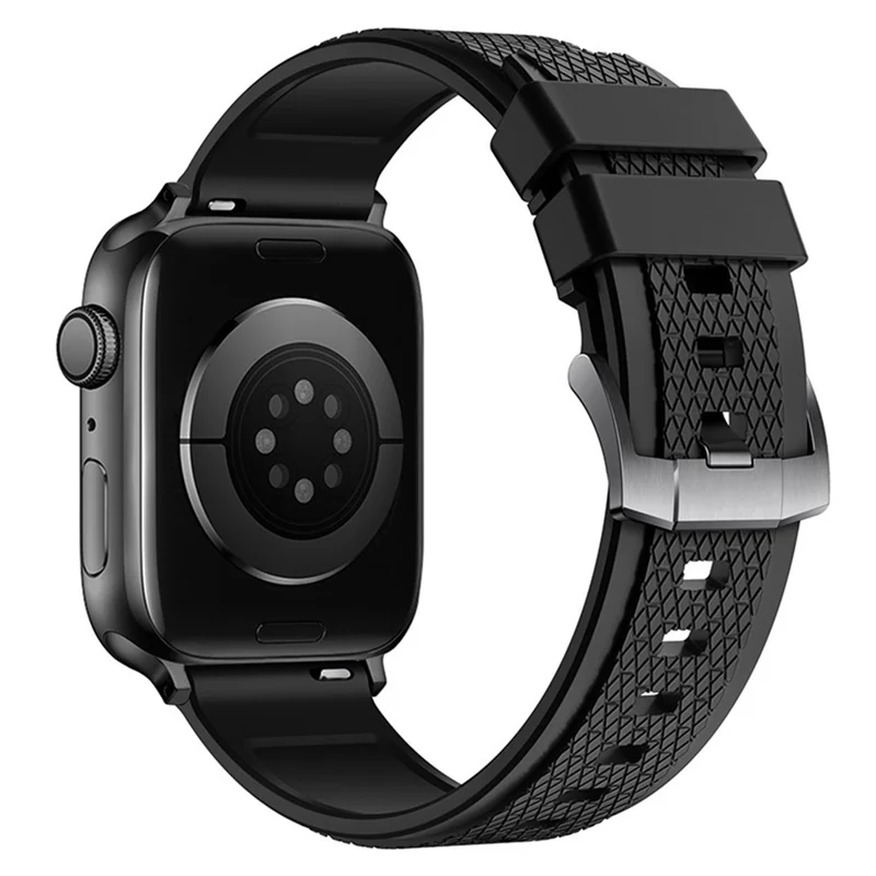 Cinturino in Fluoroelastomero con Texture a Croce per Apple Watch Ultra 3 2 1 49mm / Series 11 10 46mm / 9 8 7 45mm / SE3 SE2 SE 6 5 4 44mm / 3 2 1 42mm, Cinturino di Ricambio - Nero