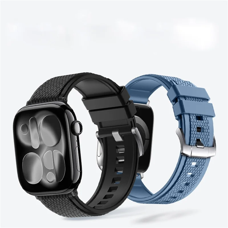 Cinturino in Fluoroelastomero con Texture a Croce per Apple Watch Ultra 3 2 1 49mm / Series 11 10 46mm / 9 8 7 45mm / SE3 SE2 SE 6 5 4 44mm / 3 2 1 42mm, Cinturino di Ricambio - Nero
