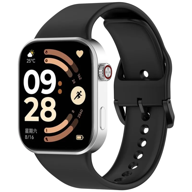 Cinturino in Silicone per Xiaomi Redmi Watch 6 / 5 / 4 / Smart Band 9 Pro / 8 Pro, Cinturino di Ricambio con Fibbia a Spinotto - Nero