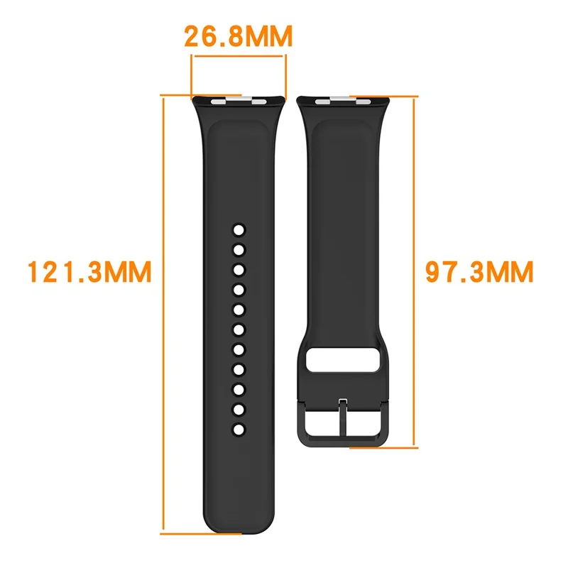 Cinturino in Silicone per Xiaomi Redmi Watch 6 / 5 / 4 / Smart Band 9 Pro / 8 Pro, Cinturino di Ricambio con Fibbia a Spinotto - Nero