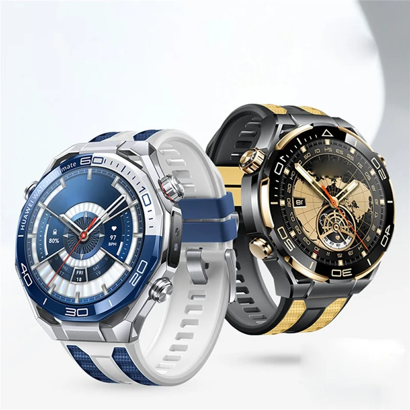 22 мм двухцветный ремешок для часов Huawei Watch GT 5 Pro / 5 / 4 / 46 мм / Watch 4, быстросъёмный силиконовый ремешок — синий