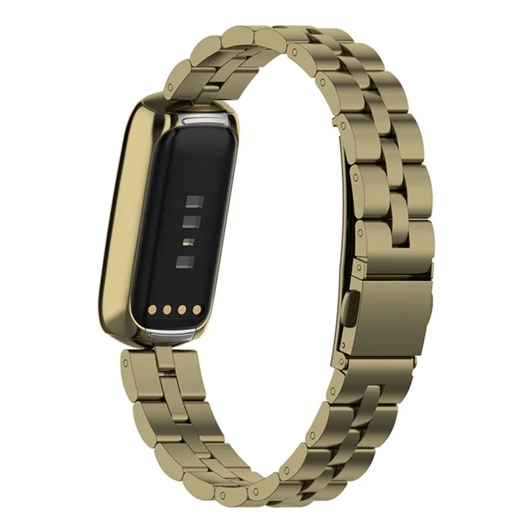 Edelstahlband Drei Perlen Flache Schnallen Watch Strap Ersatz Für Fitbit Luxe / Sonderedition - Gold