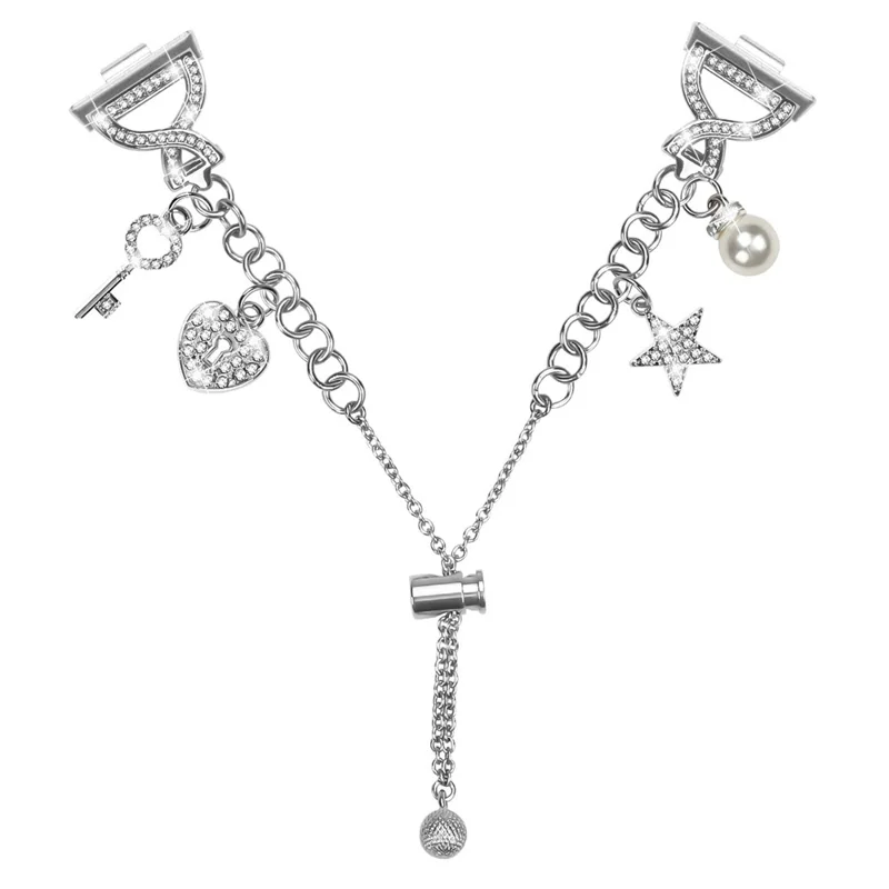 Cinturino per Huawei Watch Fit 3 / Watch 4 / 4 Pro Cinturino in Metallo a Catena Singola di Tipo X Argento con Perle