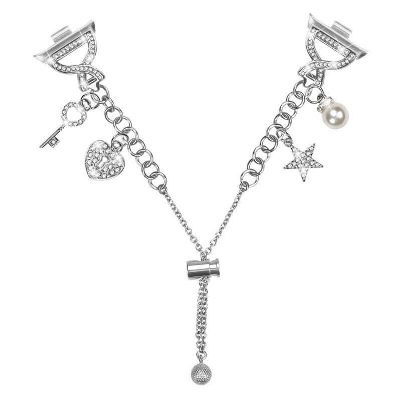 For Xiaomi Smart Band 9 Pro / 8 Pro Watch Band X-Type Silver Single Loop Pearl Chain Metal Strap