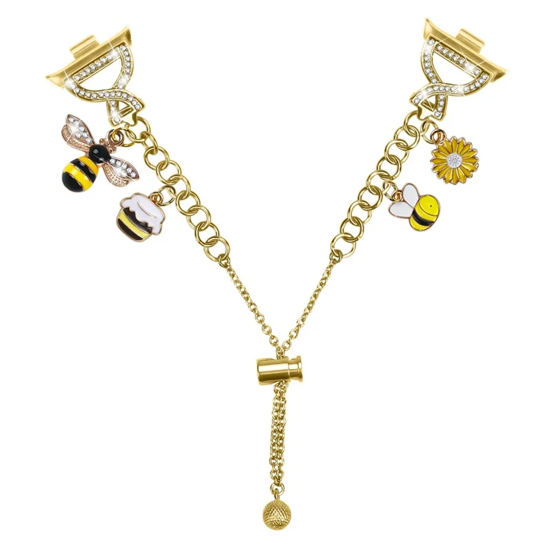 Electroplated Single Chain Style Watchband for Xiaomi Smart Band 9 Pro / 8 Pro Metal Sliding Bracelet Strap - Gold