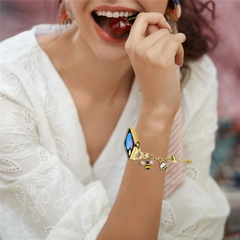 Electroplated Single Chain Style Watchband for Xiaomi Smart Band 9 Pro / 8 Pro Metal Sliding Bracelet Strap - Gold