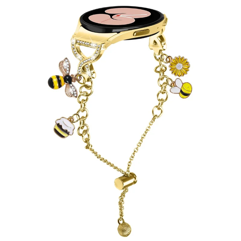 Electroplate Color Quick Release Strap for Samsung Galaxy Watch7 / FE / 6 / 5 / 5 Pro / 6 Classic / 4 Classic Single Loop X-Type Metal Watch Band - Gold