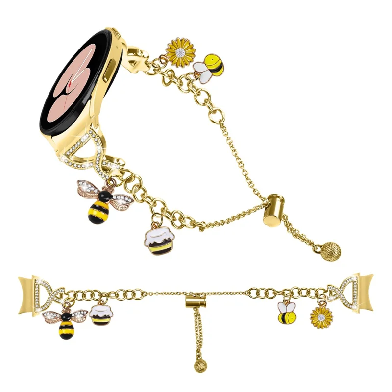 Electroplate Color Quick Release Strap for Samsung Galaxy Watch7 / FE / 6 / 5 / 5 Pro / 6 Classic / 4 Classic Single Loop X-Type Metal Watch Band - Gold