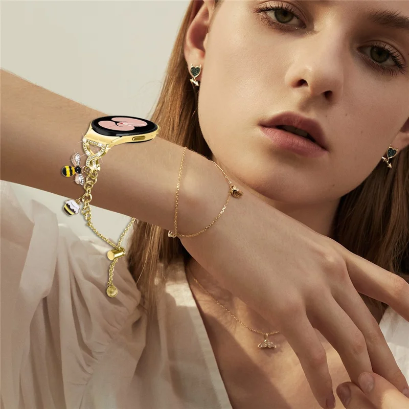 Electroplate Color Quick Release Strap for Samsung Galaxy Watch7 / FE / 6 / 5 / 5 Pro / 6 Classic / 4 Classic Single Loop X-Type Metal Watch Band - Gold