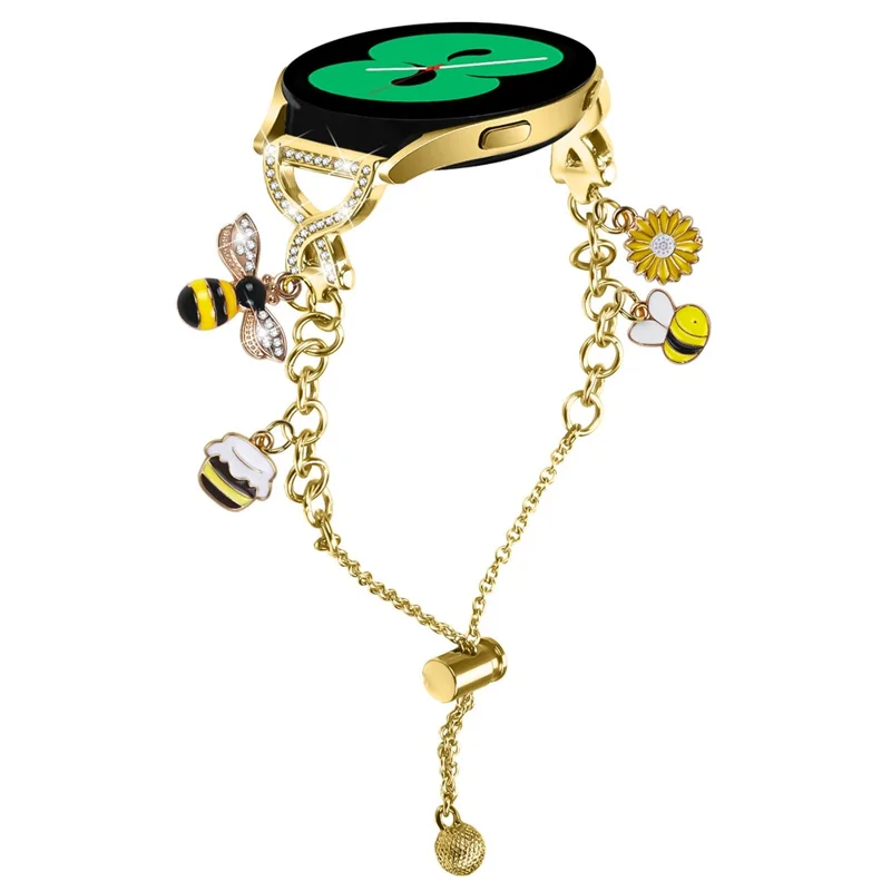 20mm Pulseira de Corrente Simples com Banho de Ouro para Samsung Galaxy Watch7 / FE / 6 / 5 / 5 Pro / 4 / 4 Classic / Watch3 41mm / Active 2 / Active / Gear Sport / S2 Classic, Bracelete Metálica com Ajuste Deslizante - Dourado