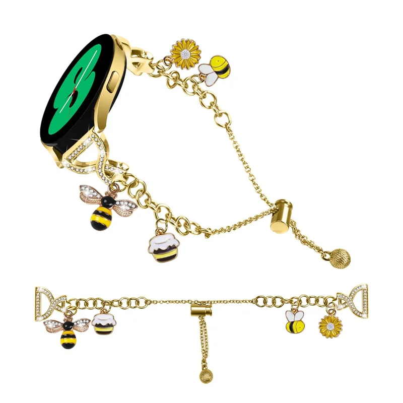 20mm Pulseira de Corrente Simples com Banho de Ouro para Samsung Galaxy Watch7 / FE / 6 / 5 / 5 Pro / 4 / 4 Classic / Watch3 41mm / Active 2 / Active / Gear Sport / S2 Classic, Bracelete Metálica com Ajuste Deslizante - Dourado