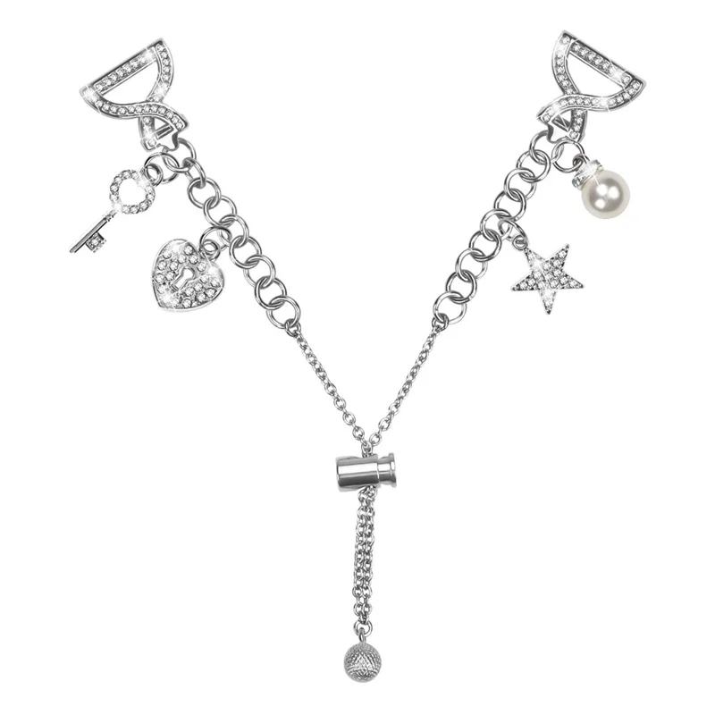 For Honor MagicWatch 2 42mm / Coros Apex 2 / Pace 2 / TicWatch GTH / Misfit Vapor Watch Band X-Type Silver Single Loop Pearl Chain Metal Strap