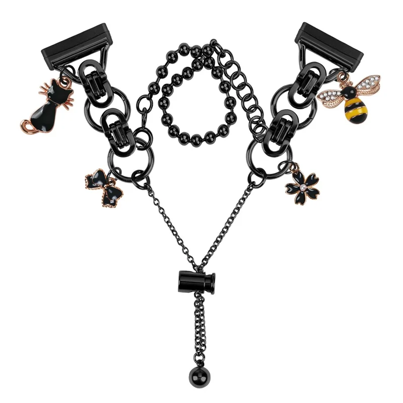 Cinturino in Metallo con Doppia Catena Placcata per Fitbit Versa 3 / Sense, Cinturino Regolabile con Coulisse - Nero