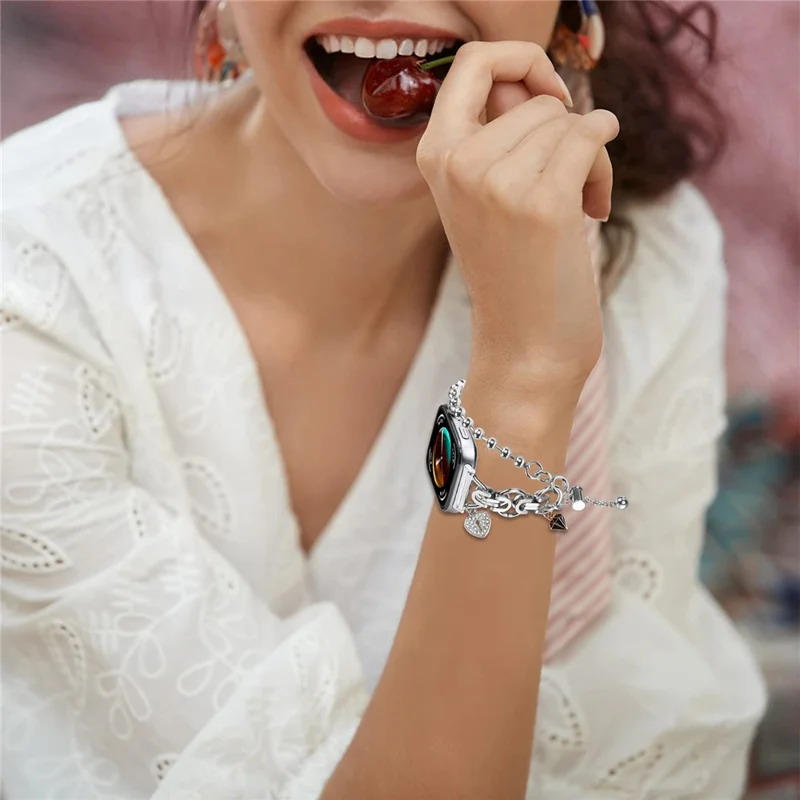 Silver Double Chain Link Metal Strap for Huawei Watch Fit 3 / Watch 4 / 4 Pro Watch Band Drawstring Adjustable