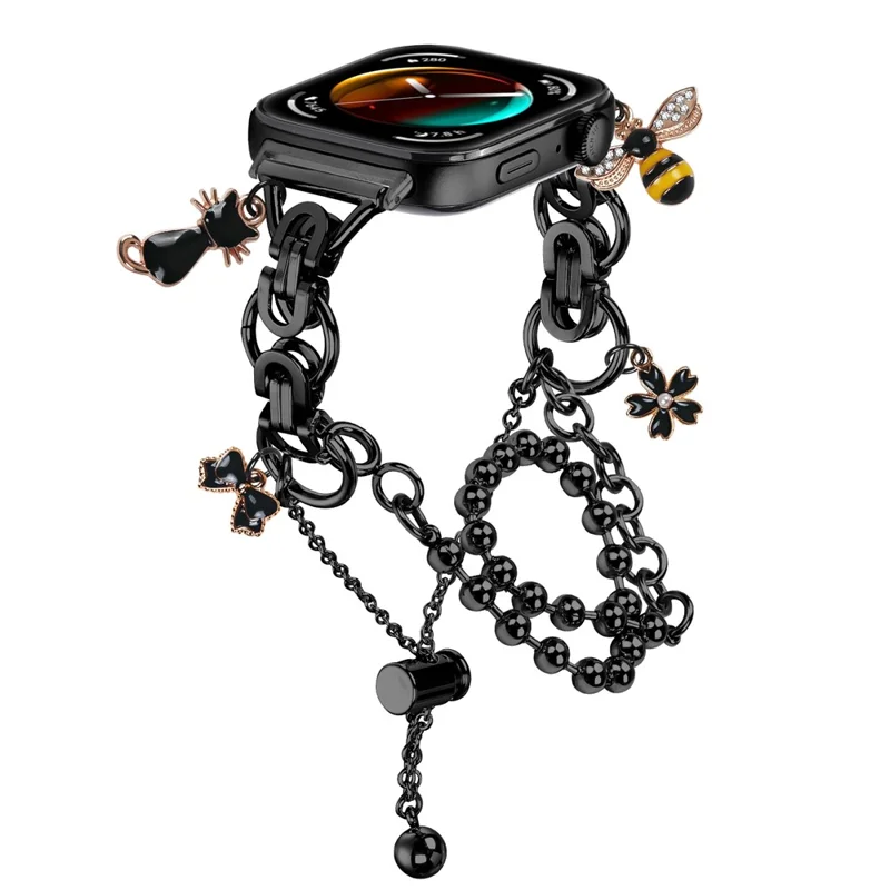 Electroplated Double Chain Link Metal Strap for Huawei Watch Fit 3 / Watch 4 / 4 Pro Watch Band Drawstring Adjustable - Black