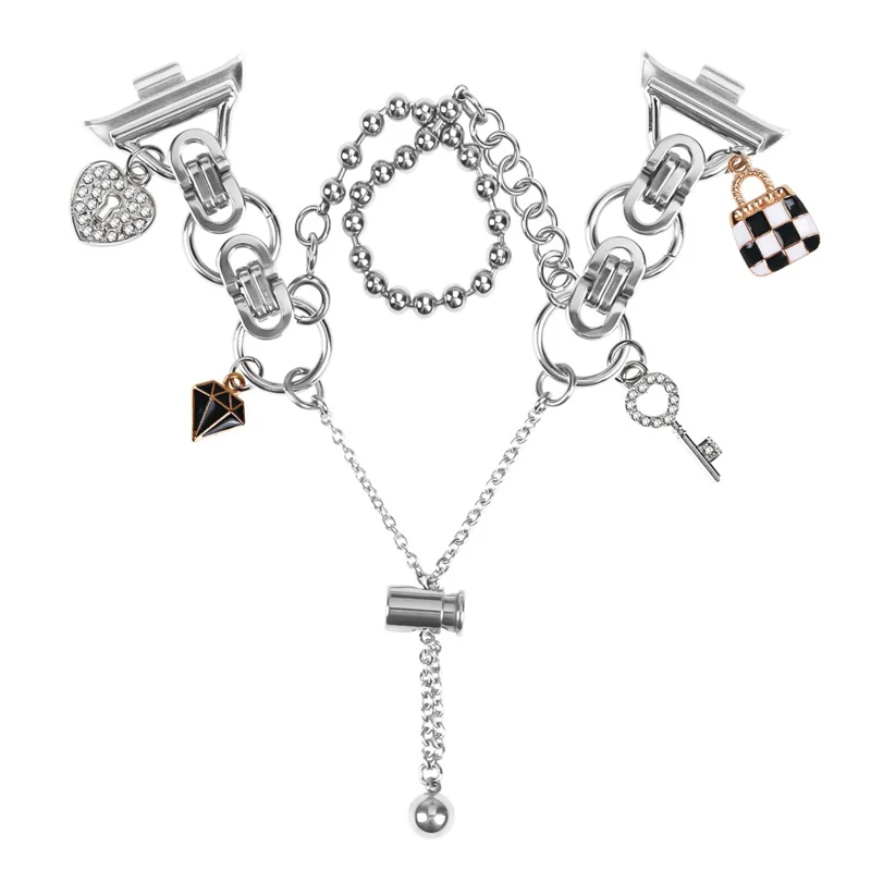 Silver Double Chain Link Metal Strap for Xiaomi Redmi Watch 5 / 4 Watch Band Drawstring Adjustable