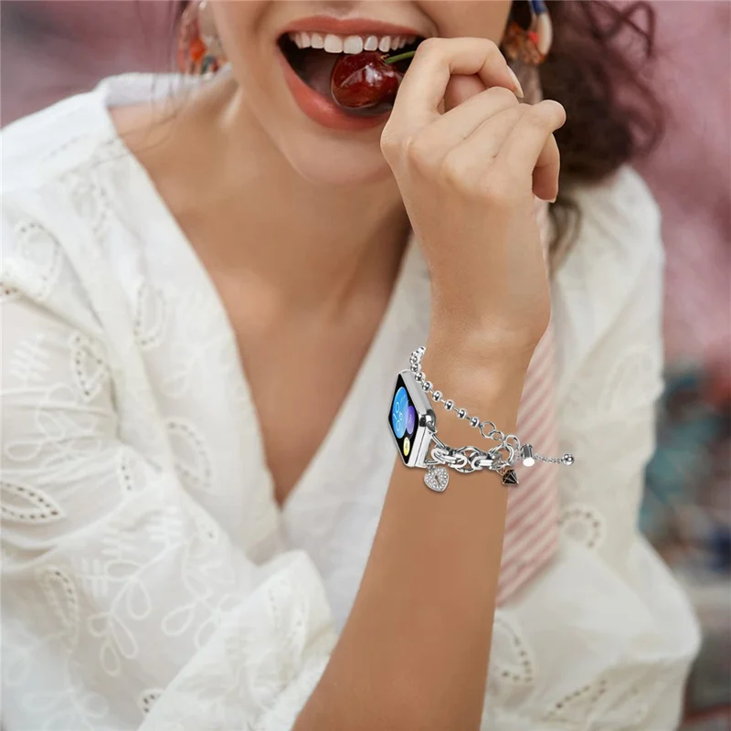 Silver Double Chain Link Metal Strap for Xiaomi Redmi Watch 5 / 4 Watch Band Drawstring Adjustable