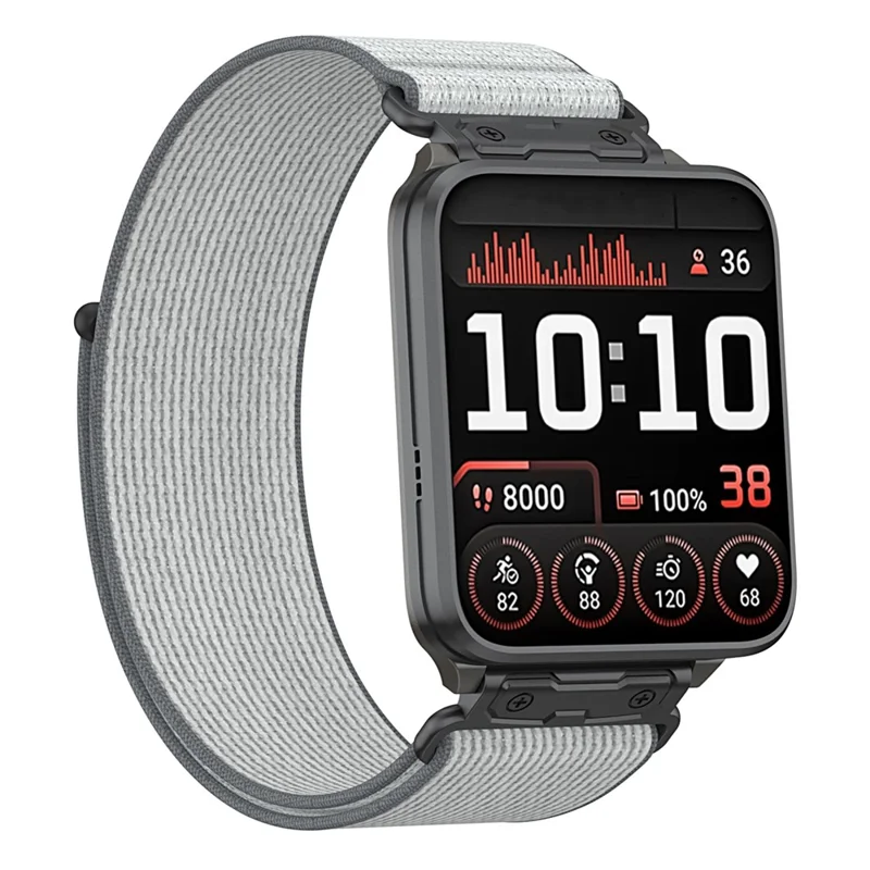 For Garmin Venu X1 Nylon Loop Strap with Metal Connector Quick Release Breathable Watch Band - Grey