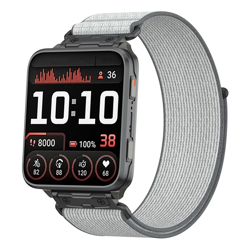 For Garmin Venu X1 Nylon Loop Strap with Metal Connector Quick Release Breathable Watch Band - Grey