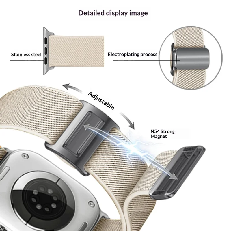 Magnetic Nylon Band for Apple Watch Ultra 3 2 1 49mm  /  Series 11 10 46mm  /  9 8 7 45mm  /  SE3 SE2 SE 6 5 4 44mm  /  3 2 1 42mm Adjustable Elastic Watch Strap - Orange