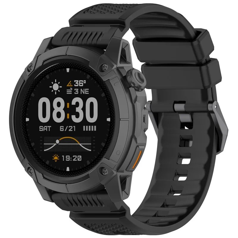 Correa de reloj Armor de 24 mm para Coros Nomad / Garmin Venu X1 / TicWatch Atlas, correa ajustable de silicona - Negro