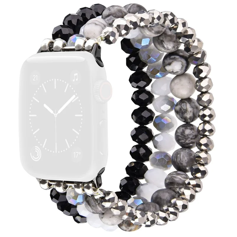 Geflochtenes Ersatzarmband für Apple Watch Series 11 10 42mm / 9 8 7 41mm / SE3 SE2 SE 6 5 4 40mm / 3 2 1 38mm, elegantes Armbanduhr-Armband mit Metallverschluss - Schwarz