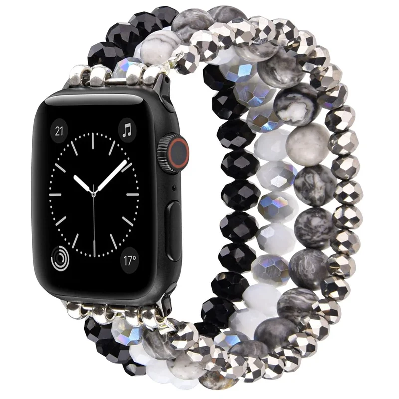 Geflochtenes Ersatzarmband für Apple Watch Series 11 10 42mm / 9 8 7 41mm / SE3 SE2 SE 6 5 4 40mm / 3 2 1 38mm, elegantes Armbanduhr-Armband mit Metallverschluss - Schwarz