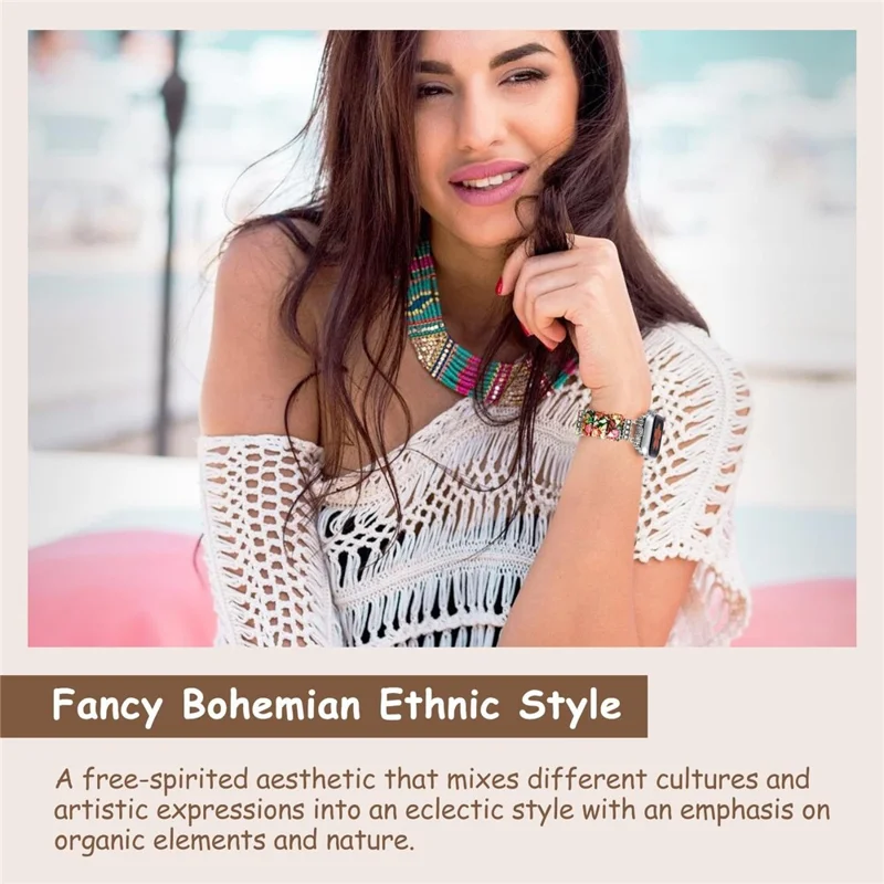 Ceramic + Metal Strap for Apple Watch Series 11 10 42mm  /  9 8 7 41mm  /  SE3 SE2 SE 6 5 4 40mm  /  3 2 1 38mm Attractive Bracelet Watch Band - Colorful